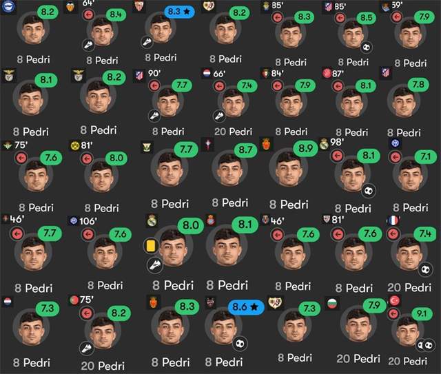 佩德里, 每场比赛都